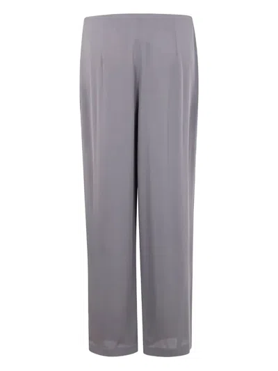 Giorgio Armani Pleated Silk Trousers In Gray