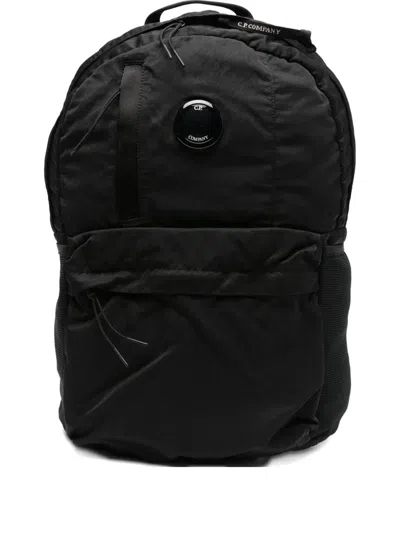 C.p. Company Navy Nylon B Lens Backpack In Black