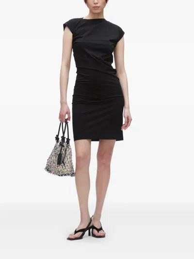 3.1 Phillip Lim Black Draped Short Sleeve T-shirt Minidress