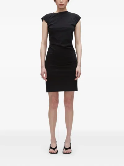 3.1 Phillip Lim Black Draped Short Sleeve T-shirt Minidress