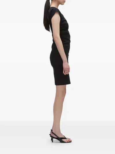 3.1 Phillip Lim Black Draped Short Sleeve T-shirt Minidress