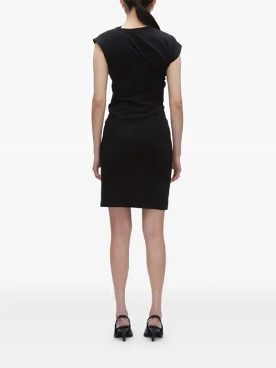 3.1 Phillip Lim Black Draped Short Sleeve T-shirt Minidress