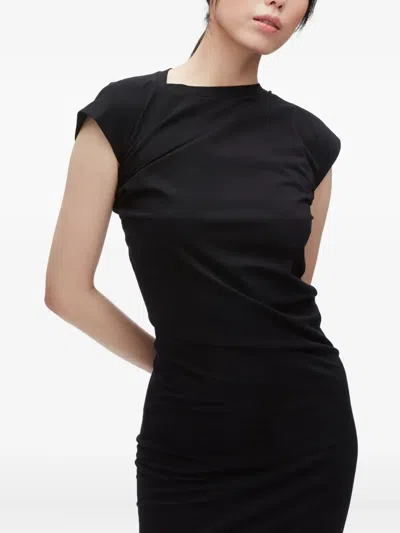3.1 Phillip Lim Black Draped Short Sleeve T-shirt Minidress