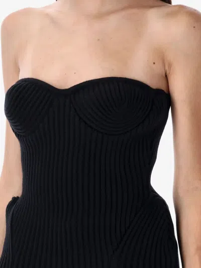 Jean Paul Gaultier Fitted Wool-blend Ribbed Knit Top In Black