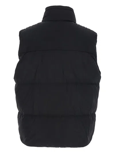 C.p. Company Black Vest With Mock Drawstring Neck And Logo Plaque On The Front In Black