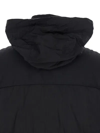 C.p. Company Black Vest With Mock Drawstring Neck And Logo Plaque On The Front In Black