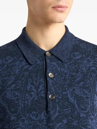 Etro Polo Shirt With Pegasus Embroidery In Blue