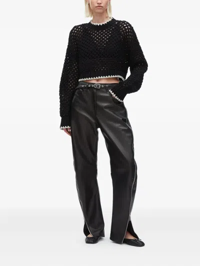 3.1 Phillip Lim Crochet-detail Zip-cuff Sweater In Black