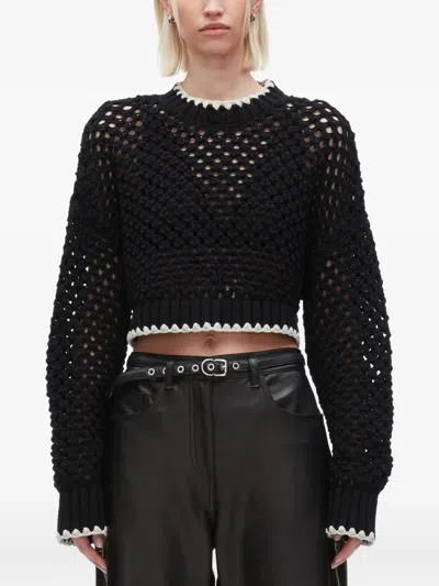 3.1 Phillip Lim Crochet-detail Zip-cuff Sweater In Black