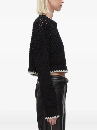 3.1 Phillip Lim Crochet-detail Zip-cuff Sweater In Black