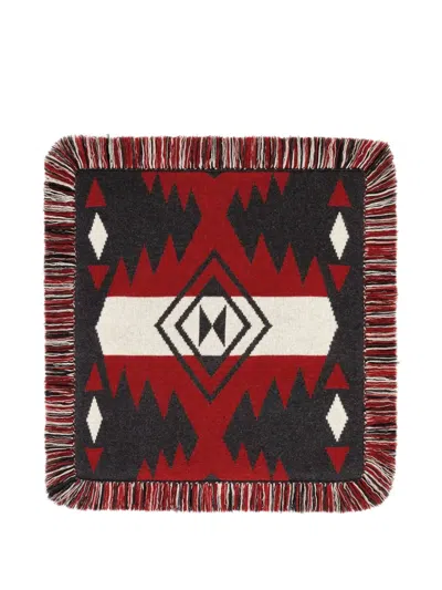 Alanui Icon-jacquard Fringed Pillow In Red
