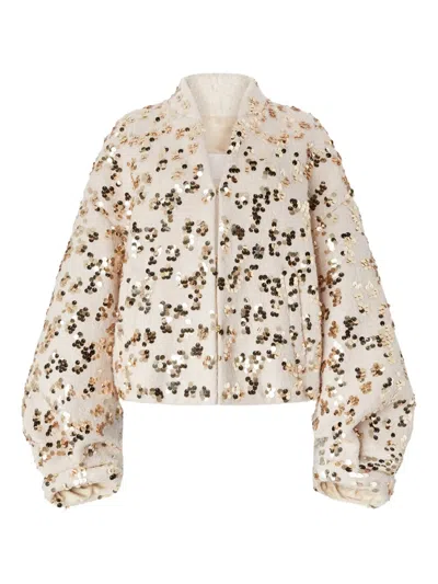 Genny Sequin-embellished Jacket In Neutral