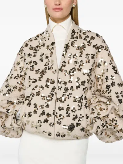 Genny Sequin-embellished Jacket In Neutral