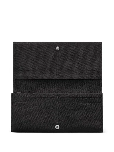 Longchamp Le Roseau Textured Leather Continental Wallet In Black
