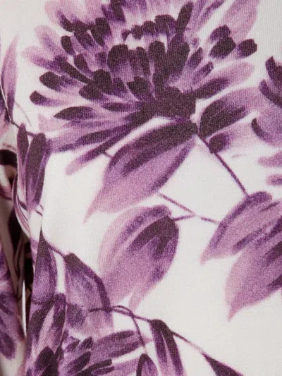 Twinset Twin-set Floral Pattern Viscose Sweater With Gathered Cuffs In White