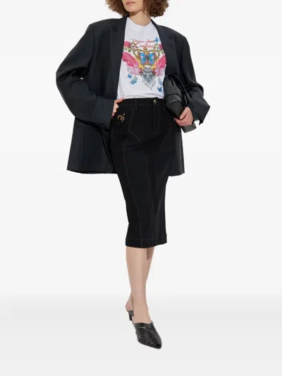 Versace Jeans Couture White Cotton Crew Neck T-shirt With Print In White