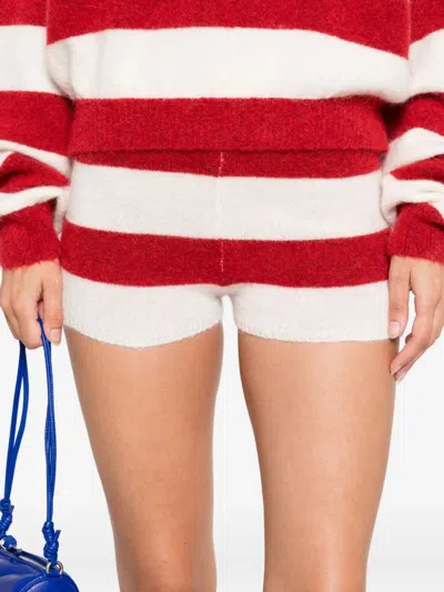 Fiorucci Red Striped Embroidered Alpaca Mini Shorts In Multi