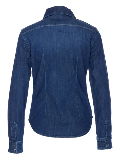 Liu •jo Denim Shirt With Crystals And Studs In Blue