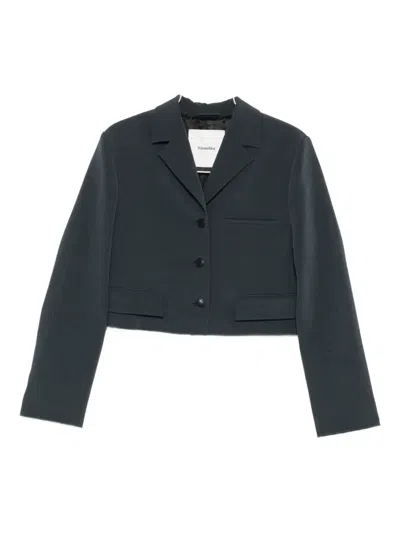 Nanushka Sinead Cropped Tailored Jacket In Blue