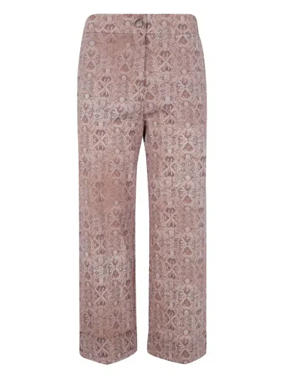 Pierre-louis Mascia Geometric-print Wool Trousers In Pink