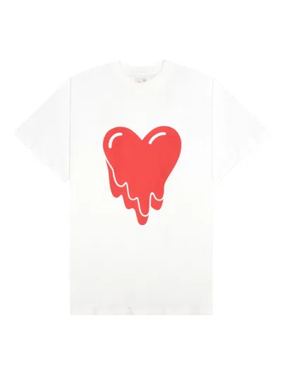 Emotionally Unavailable Melting-heart Logo T-shirt In White
