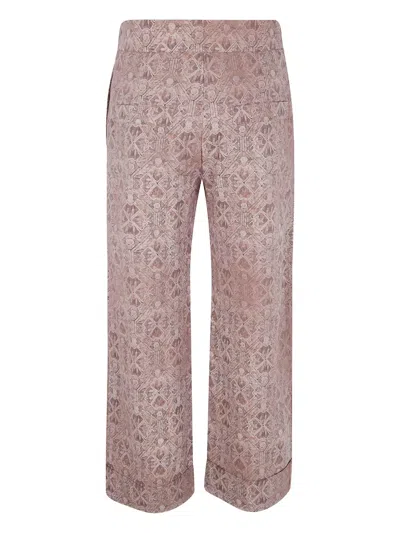Pierre-louis Mascia Geometric-print Wool Trousers In Pink