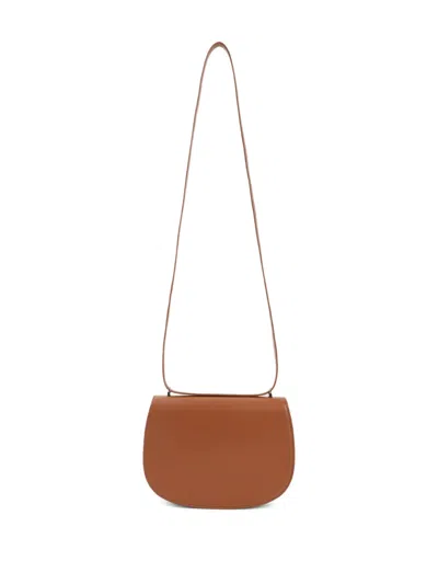 Giorgio Armani Calf Leather Shoulder Bag With Golden-toned Hardware In Brown