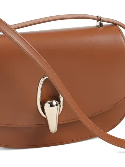 Giorgio Armani Calf Leather Shoulder Bag With Golden-toned Hardware In Brown