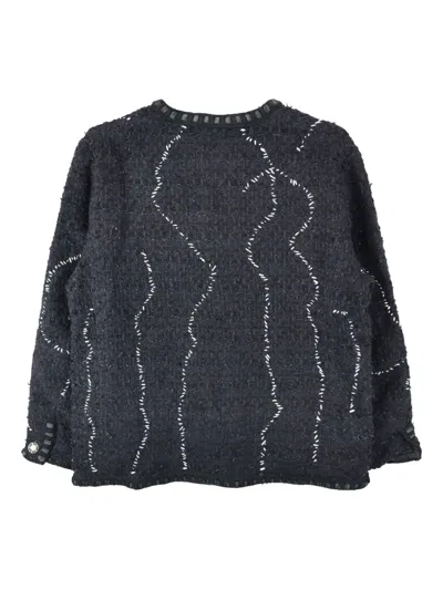 Readymade Button-embellished Tweed Jacket In Blue