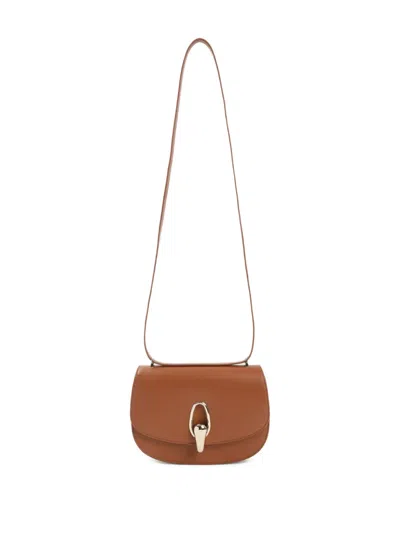 Giorgio Armani Calf Leather Shoulder Bag With Golden-toned Hardware In Brown