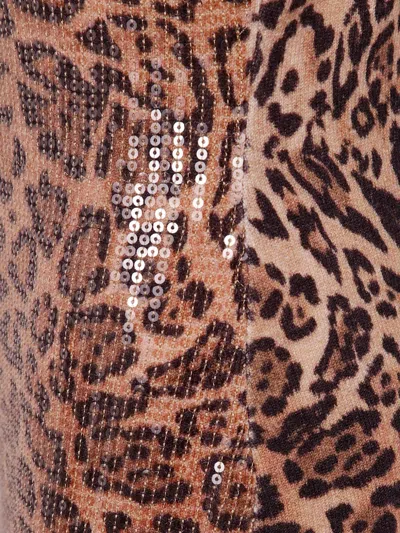 Twinset Twin-set Form-fitting Sleeveless Dress With Leopard Print And Sequin Detailing In Brown