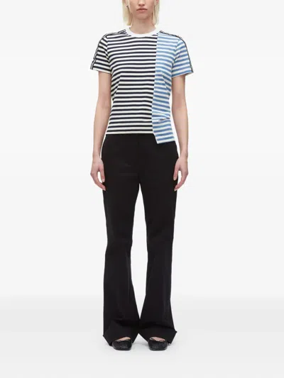 3.1 Phillip Lim Patchwork Striped Cotton T-shirt In Black