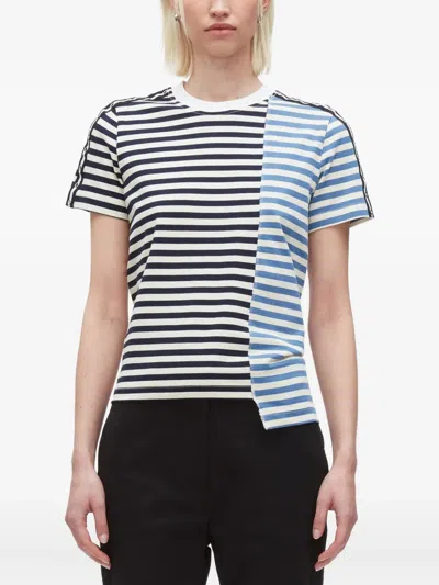 3.1 Phillip Lim Patchwork Striped Cotton T-shirt In Black