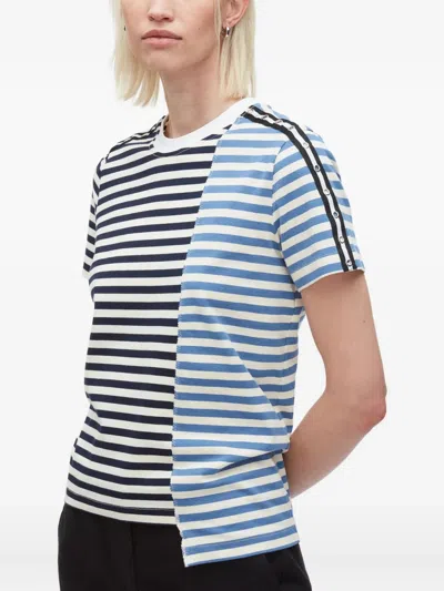 3.1 Phillip Lim Patchwork Striped Cotton T-shirt In Black