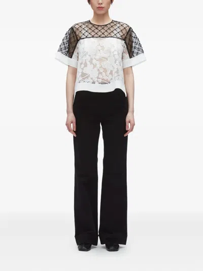 3.1 Phillip Lim Corded Lace Organza Short-sleeve Flounce Top In White