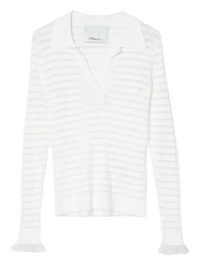 3.1 Phillip Lim Womens Ivory V-neck Ribbed Knitted Cardigan In White