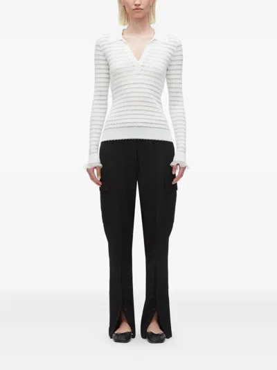 3.1 Phillip Lim Womens Ivory V-neck Ribbed Knitted Cardigan In White