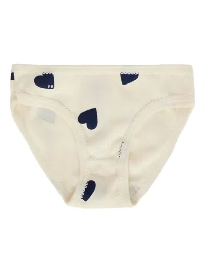 Petit Bateau Bow-detailed Heart-print Briefs (pack Of Five) In Multi