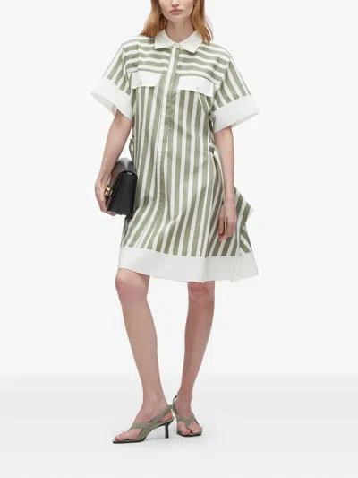 3.1 Phillip Lim Striped Cotton-blend Mini Dress In Green