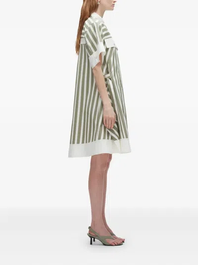 3.1 Phillip Lim Striped Cotton-blend Mini Dress In Green