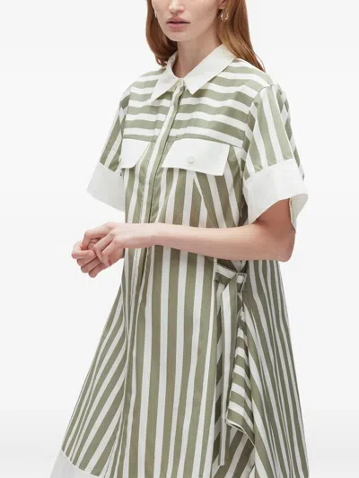 3.1 Phillip Lim Striped Cotton-blend Mini Dress In Green