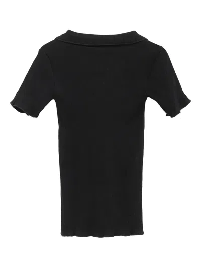 Baserange Ribbed Collar Top In Black