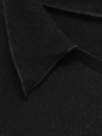 Baserange Ribbed Collar Top In Black