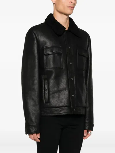 Salvatore Santoro Fleece-lined Leather Jacket In Black