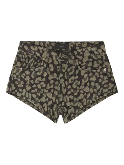 Alanui Seattle Jungle Leopard-print Denim Shorts In Black