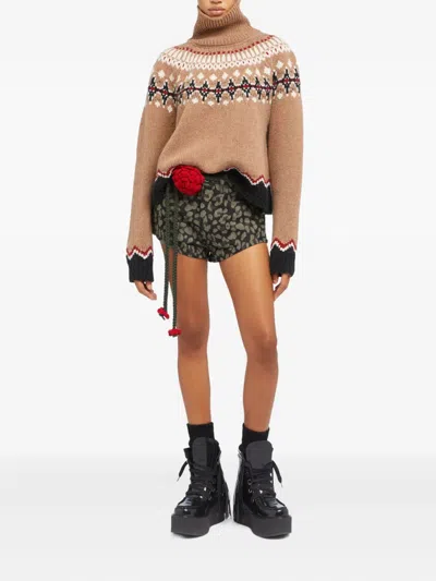 Alanui Seattle Jungle Leopard-print Denim Shorts In Black