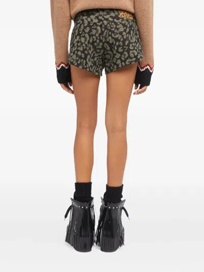 Alanui Seattle Jungle Leopard-print Denim Shorts In Black