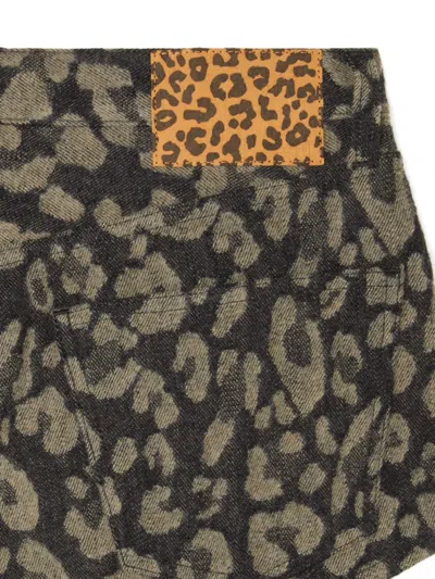 Alanui Seattle Jungle Leopard-print Denim Shorts In Black