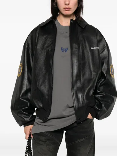 Balenciaga Men Grey Crewneck T-shirt With Logo Embroidery On The Front In Cotton Man In Black