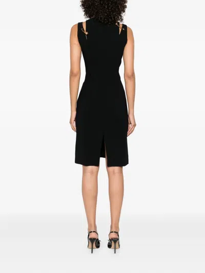 Versace Medusa Safety Pin Cutout Sleeveless Techno Cady Dress In Black